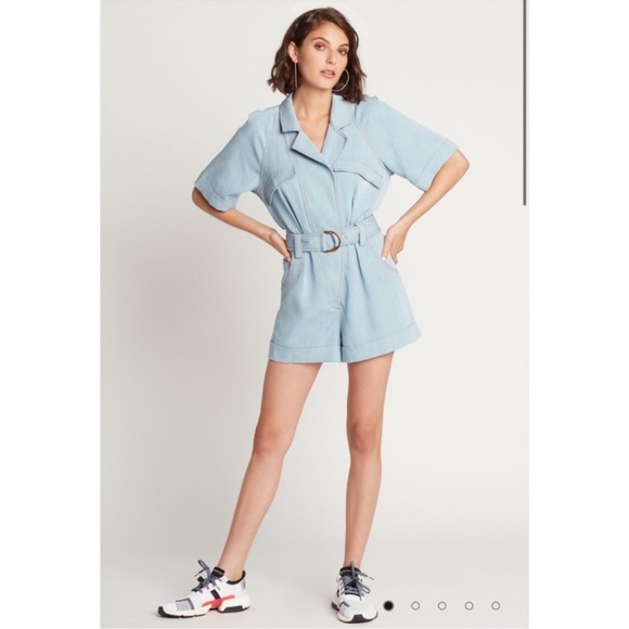 Choosy Minh Romper denim jumpsuit size extra large chambray soft denim cloth - Picture 2 of 10